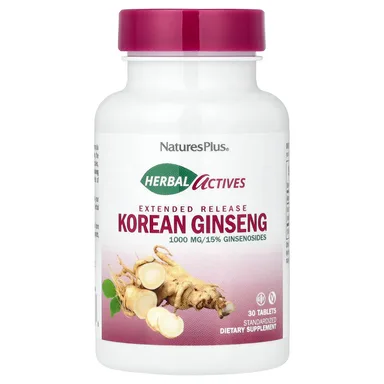 Фото товара: Женьшень NaturesPlus Herbal Actives Korean Extended Release, 1000 мг, 30 таблеток