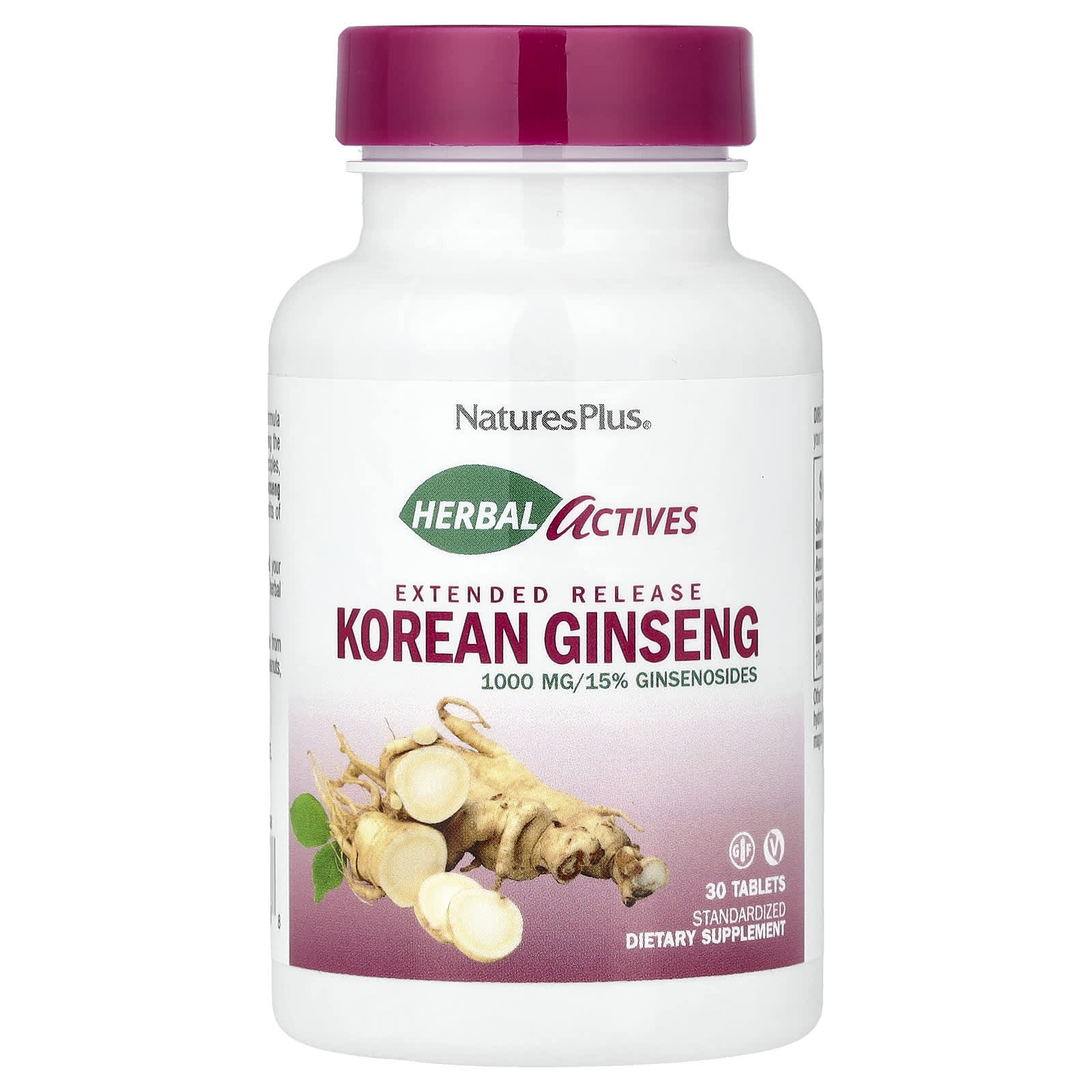 Женьшень NaturesPlus Herbal Actives Korean Extended Release, 1000 мг, 30 таблеток — фото 4