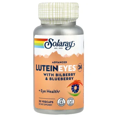 Фото товара: Лютеин Solaray, Advanced Lutein Eyes™ 24 With Bilberry & Blueberry, 30 растительных капсул