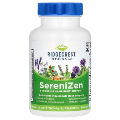 Поддержка управления стрессом RidgeCrest Herbals, 60 капсул
