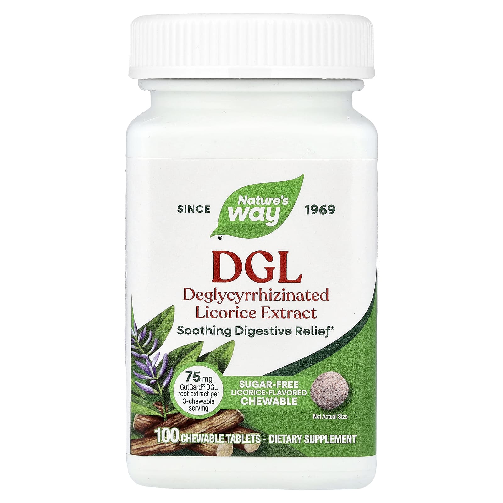 Солодка DGL Nature's Way, 100 жевательных таблеток