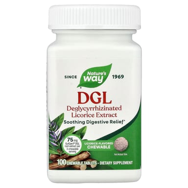 Солодка DGL Nature's Way, 100 жевательных таблеток