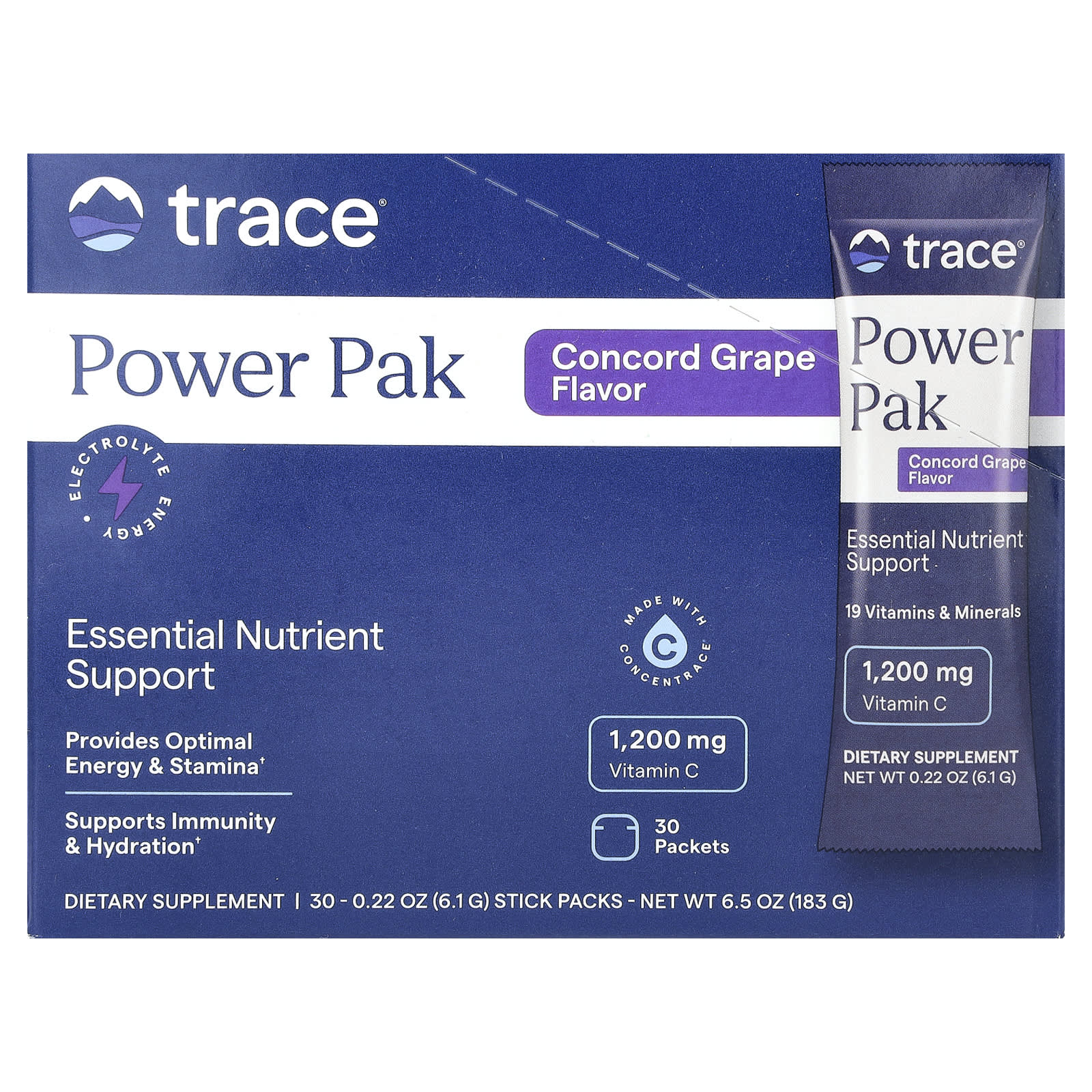 Стик Trace Power Pak, вкус Concord Grape, 6.1 г, 30 стиков — фото 3