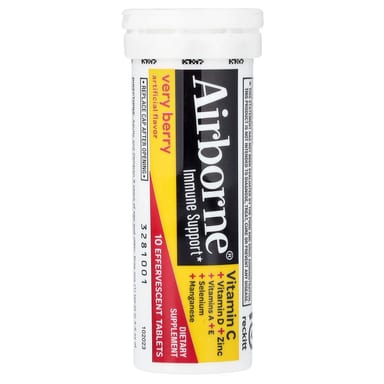 Добавка AirBorne Immune Support 10 Effervescent Tablets, вкус Very Berry, таблетки