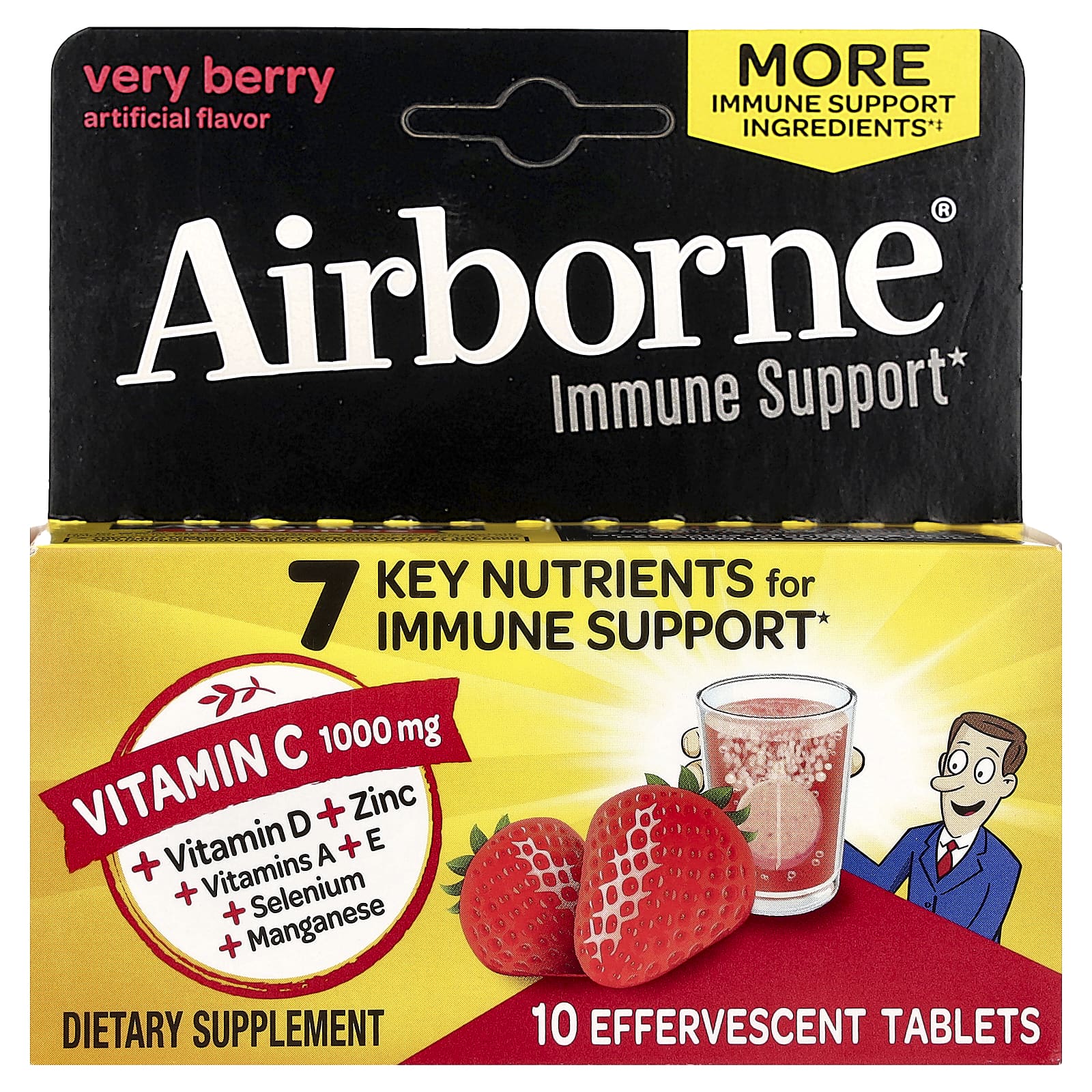 Добавка AirBorne Immune Support 10 Effervescent Tablets, вкус Very Berry, таблетки — фото 2