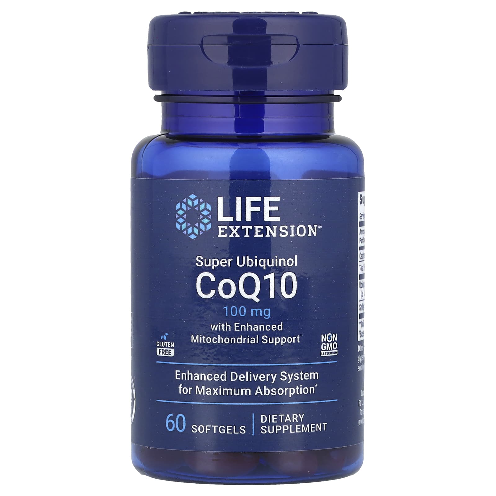 Убихинол Life Extension Super CoQ10 with Enhanced Mitochondrial Support, 100 мг, 60 мягких капсул