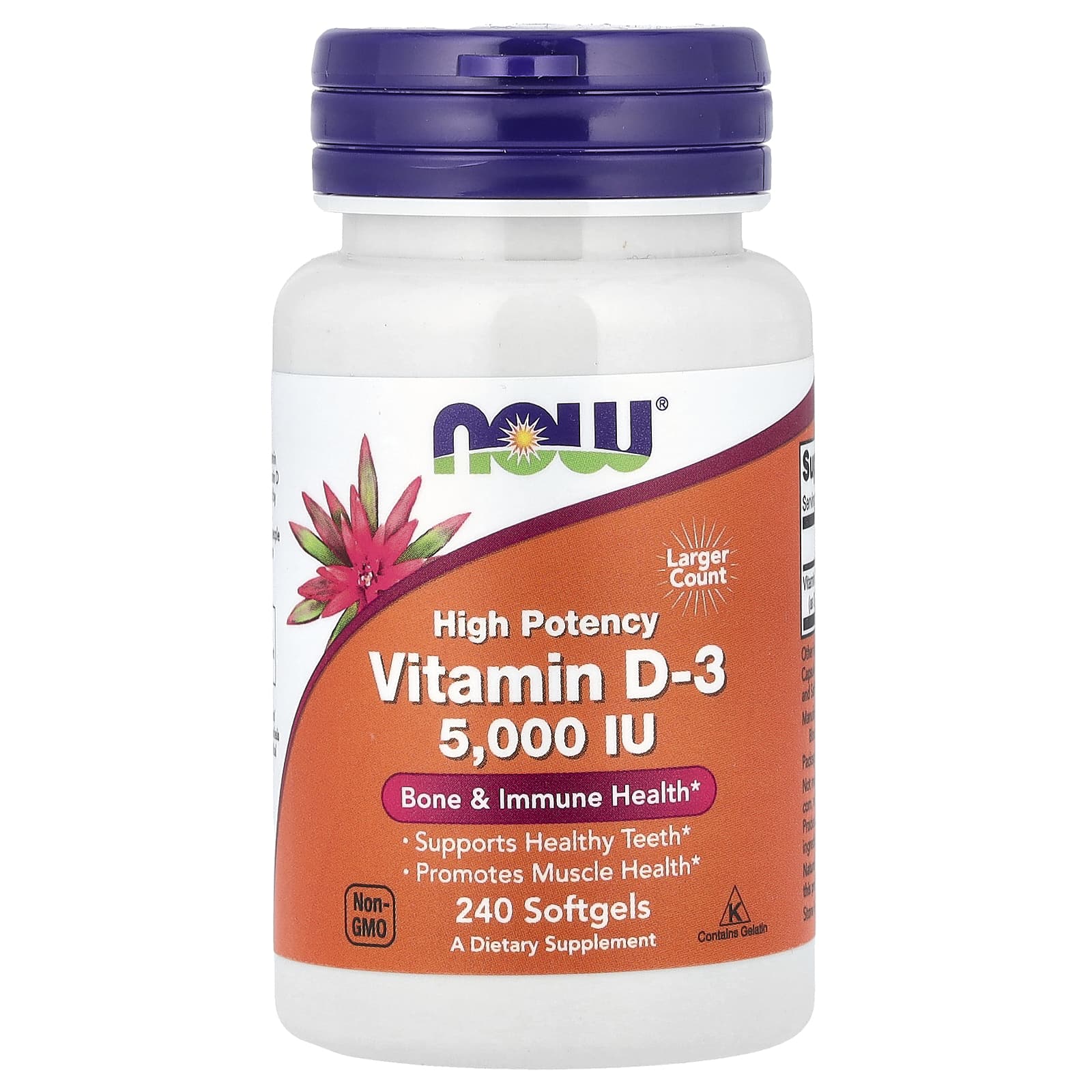 Витамин D3 NOW Foods High Potency, 5000 МЕ, 240 мягких капсул