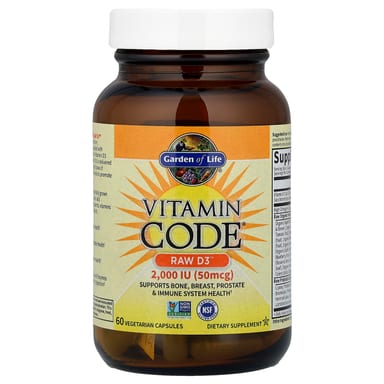 Витамин D3 Garden of Life Vitamin Code® RAW™, 60 растительных капсул