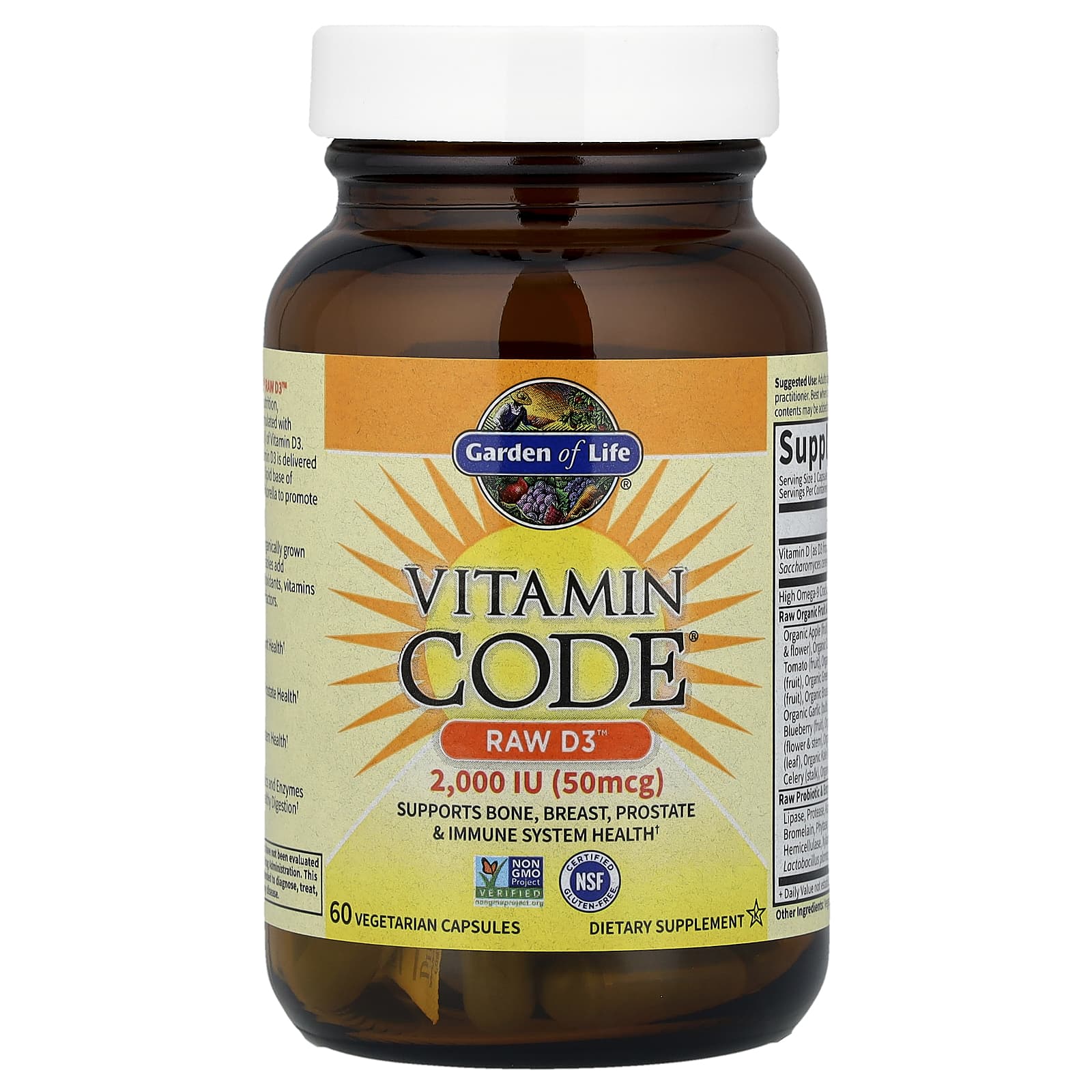 Витамин D3 Garden of Life Vitamin Code® RAW™, 60 растительных капсул