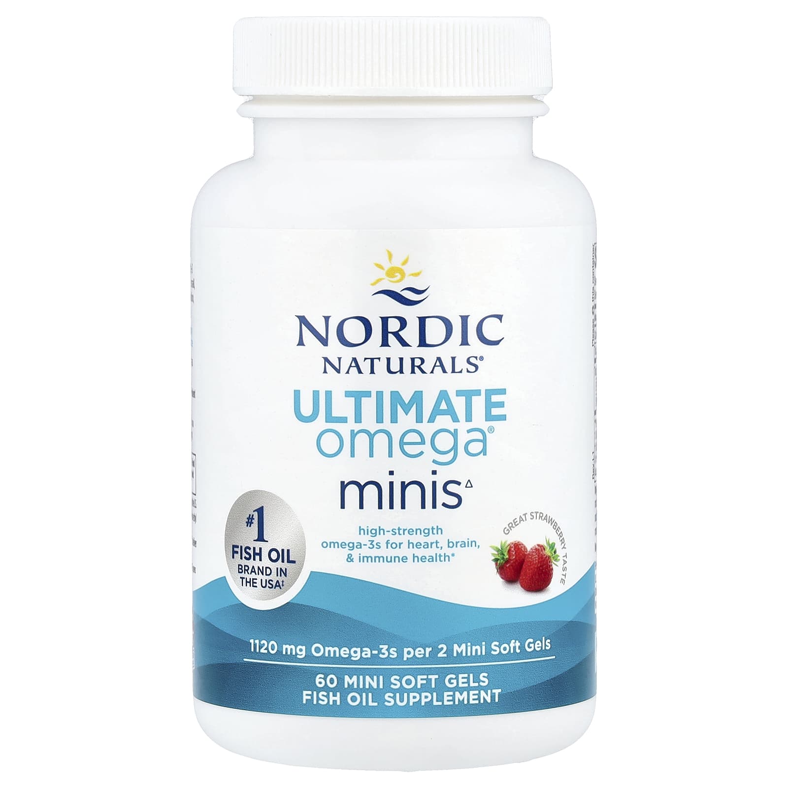 Омега-3 Ultimate Omega Nordic Naturals® Minis, вкус Strawberry, 560 мг, 60 мягких капсул
