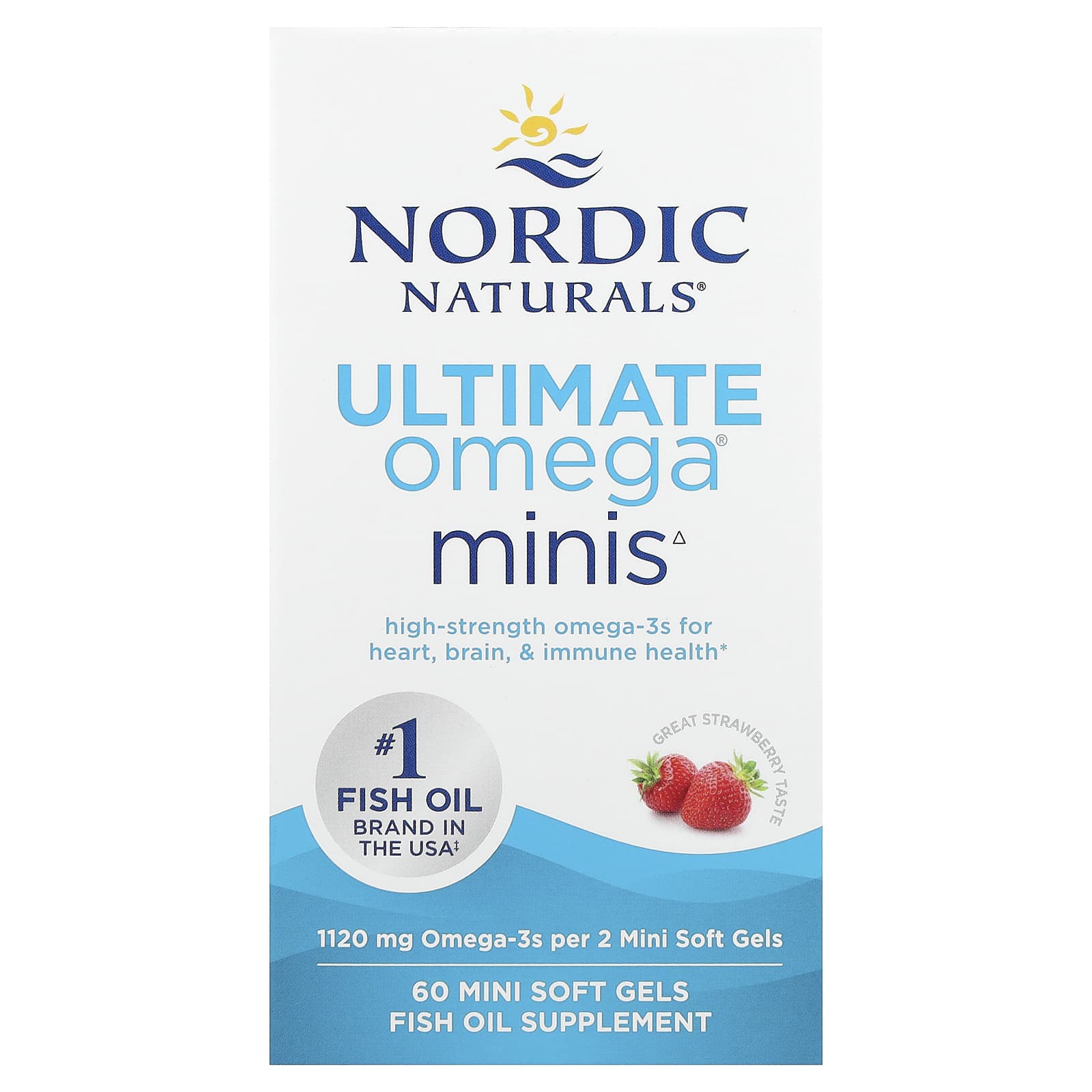 Омега-3 Ultimate Omega Nordic Naturals® Minis, вкус Strawberry, 560 мг, 60 мягких капсул — фото 2