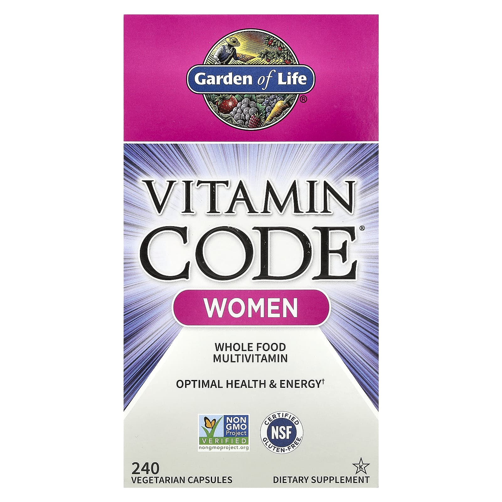 Мультивитамины Garden of Life Vitamin Code® Whole Food Women, 240 растительных капсул — фото 2