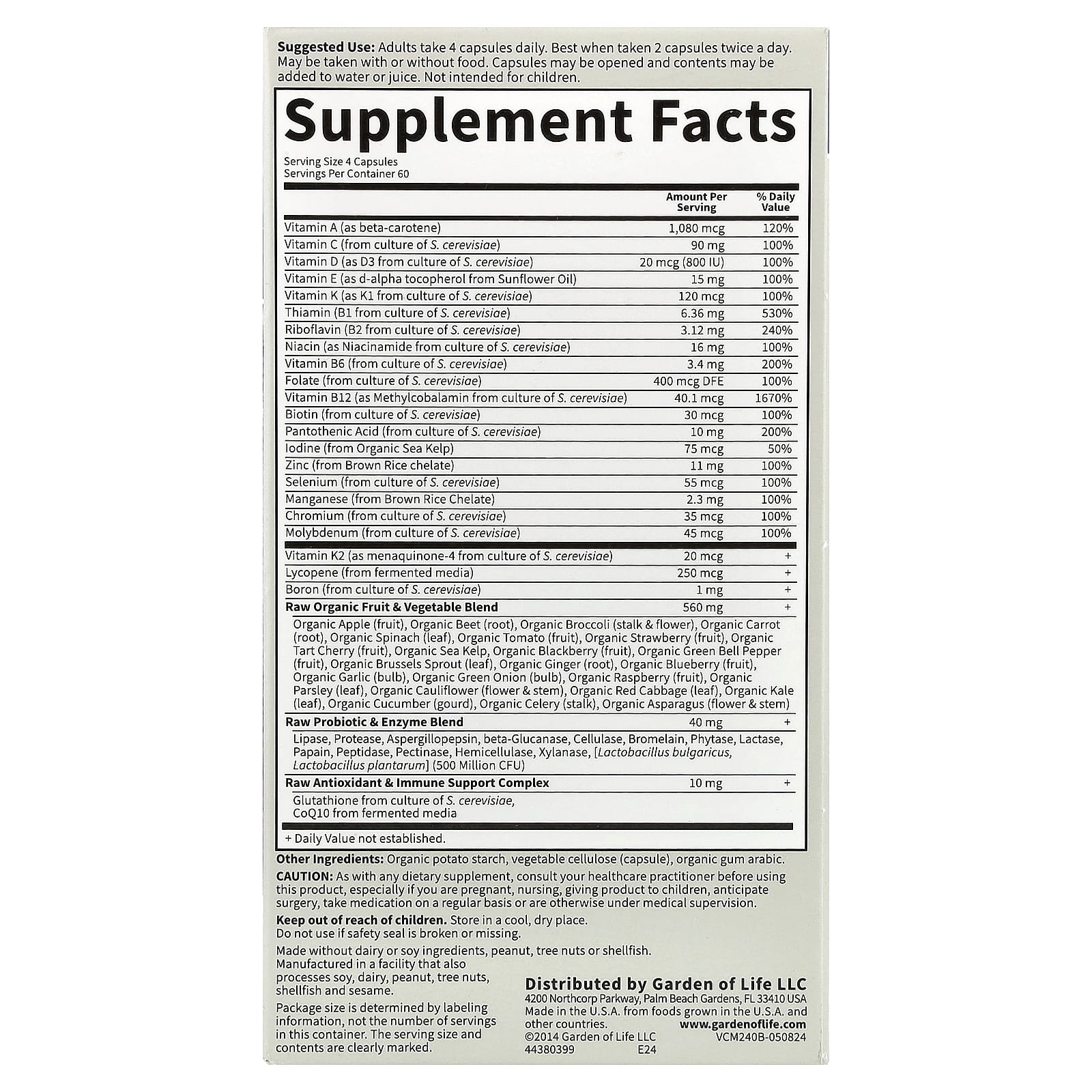 Мультивитамины Garden of Life Vitamin Code® Whole Food For Men, 240 растительных капсул — фото 3