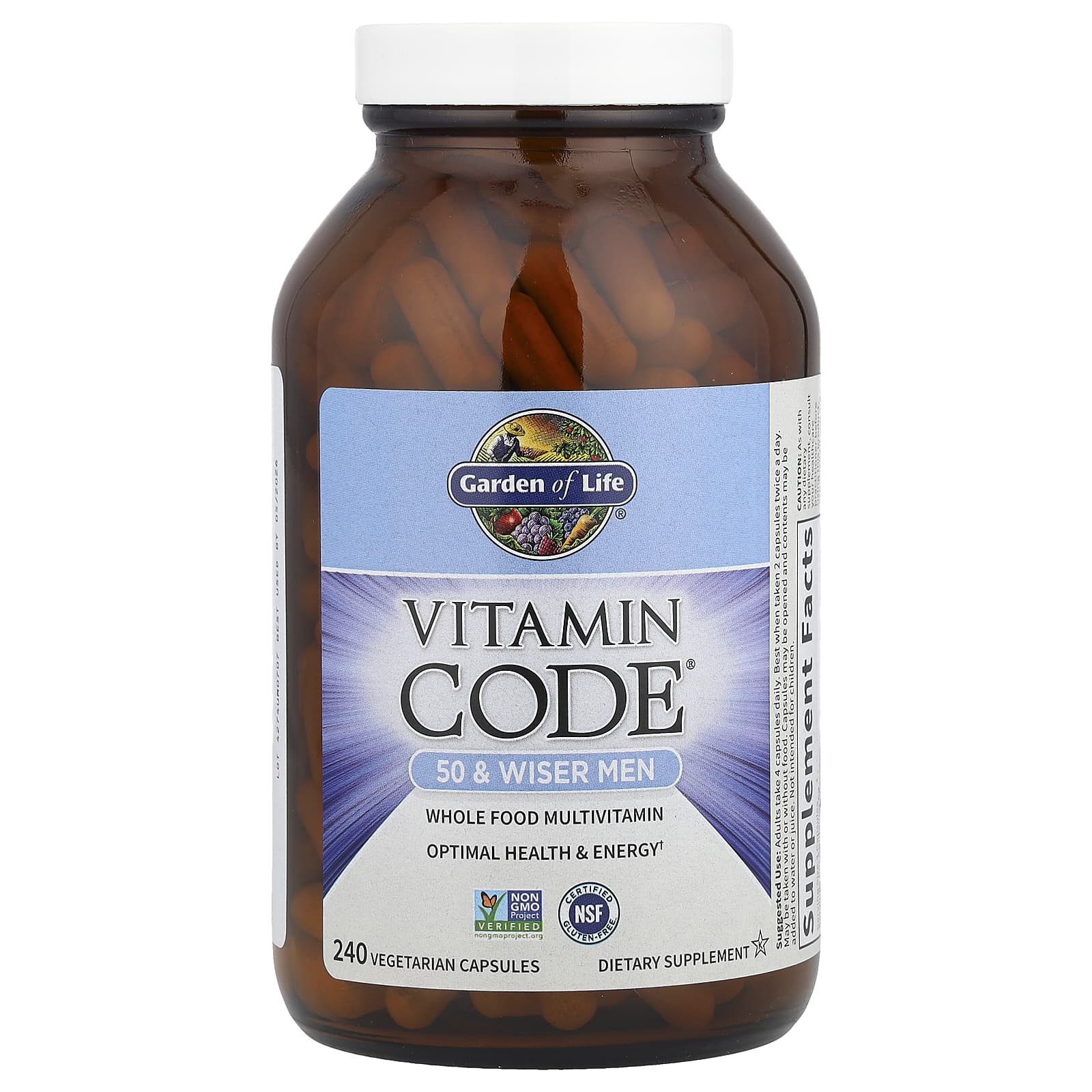 Мультивитамины Garden of Life Vitamin Code® 50 & Wiser Men Whole Food, 240 растительных капсул