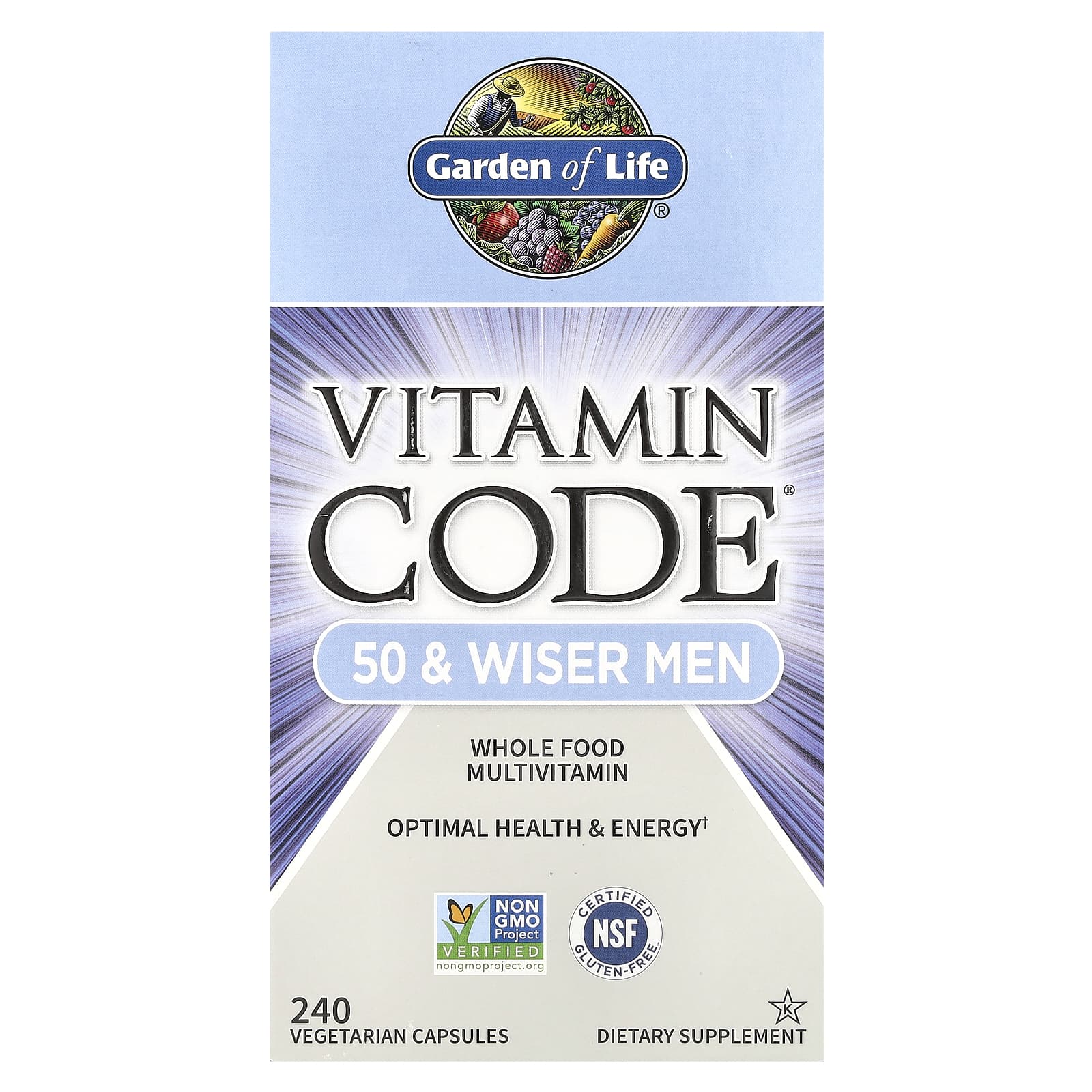 Мультивитамины Garden of Life Vitamin Code® 50 & Wiser Men Whole Food, 240 растительных капсул — фото 2