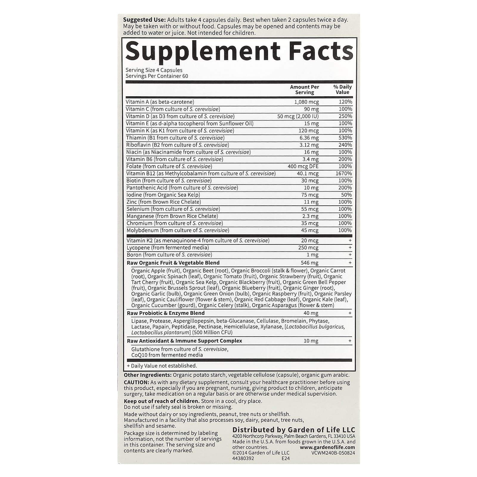 Мультивитамины Garden of Life Vitamin Code® 50 & Wiser Men Whole Food, 240 растительных капсул — фото 3