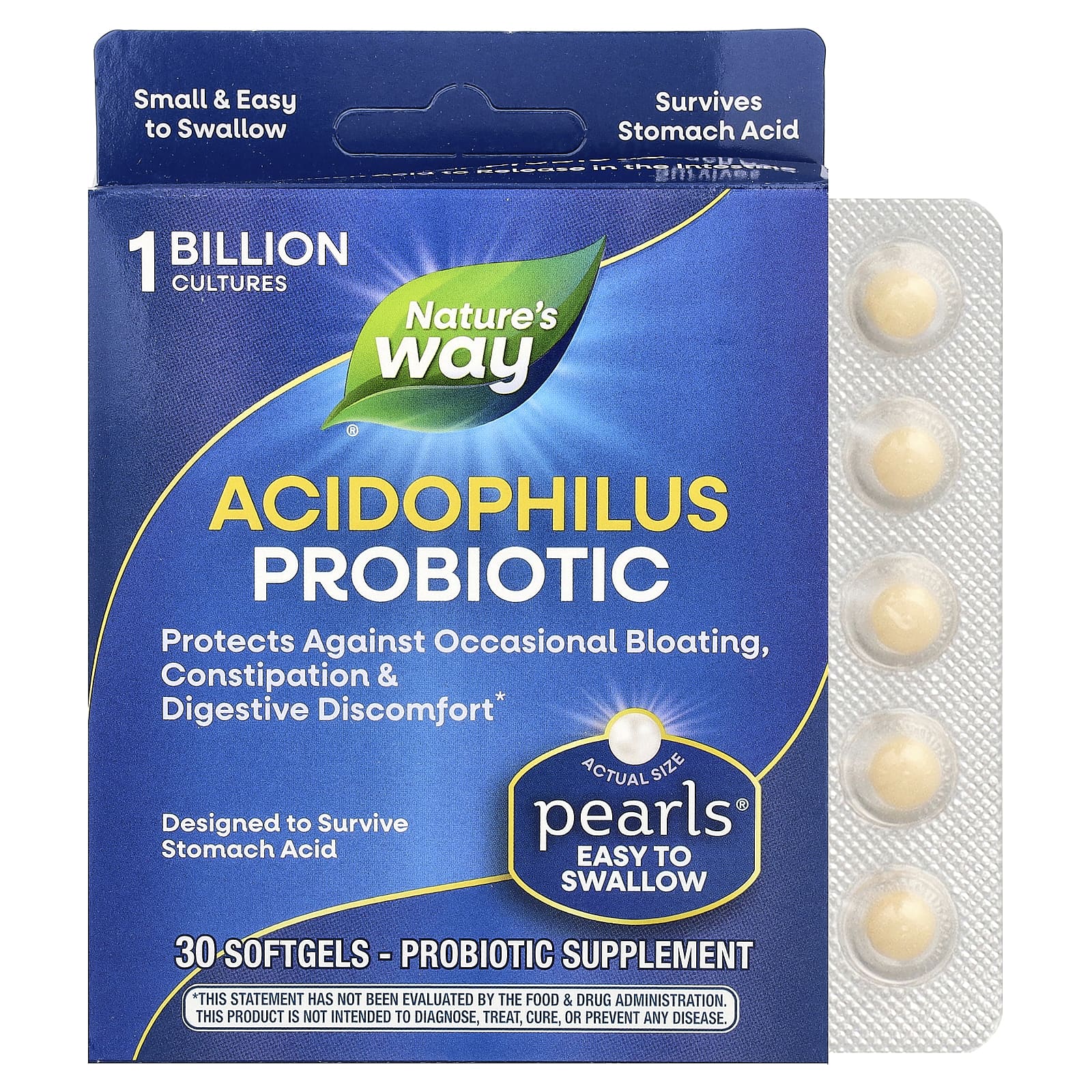 Пробиотик ацидофилус Nature's Way Probiotic Pearls®, 1 млрд КОЕ, 30 мягких капсул — фото 4