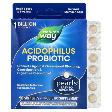 Пробиотик ацидофилус Nature's Way Pearls® Probiotic, 1 млрд КОЕ, 90 мягких капсул