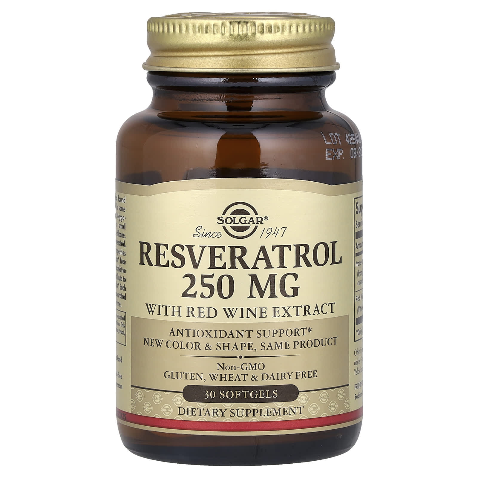 Ресвератрол Solgar With Red Wine Extract, 30 мягких капсул