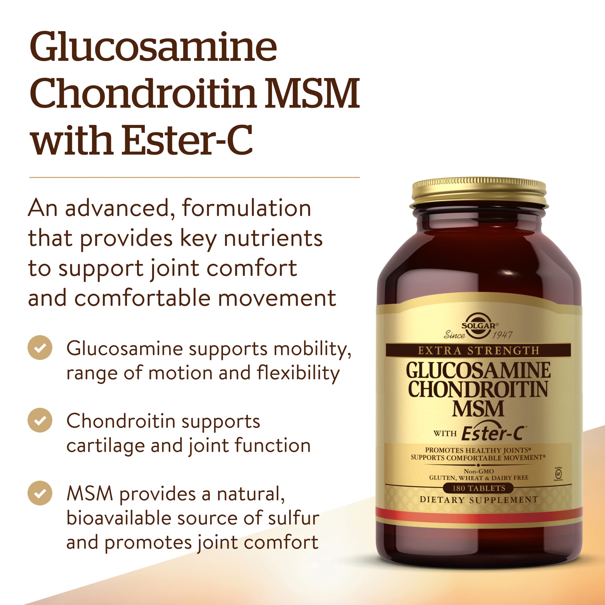 Хондроитин Solgar Glucosamine MSM with Ester-C®, 180 таблеток — фото 5