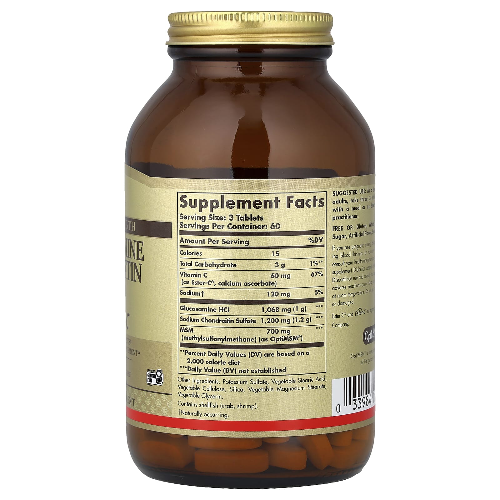 Хондроитин Solgar Glucosamine MSM with Ester-C®, 180 таблеток — фото 2