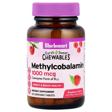 Метил B12 Bluebonnet Nutrition EarthSweet® Chewables, вкус Raspberry, 1000 мкг, 60 жевательных таблеток
