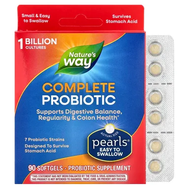 Фото товара: Пробиотик Nature's Way Pearls® Complete, 1 млрд КОЕ, 90 мягких капсул
