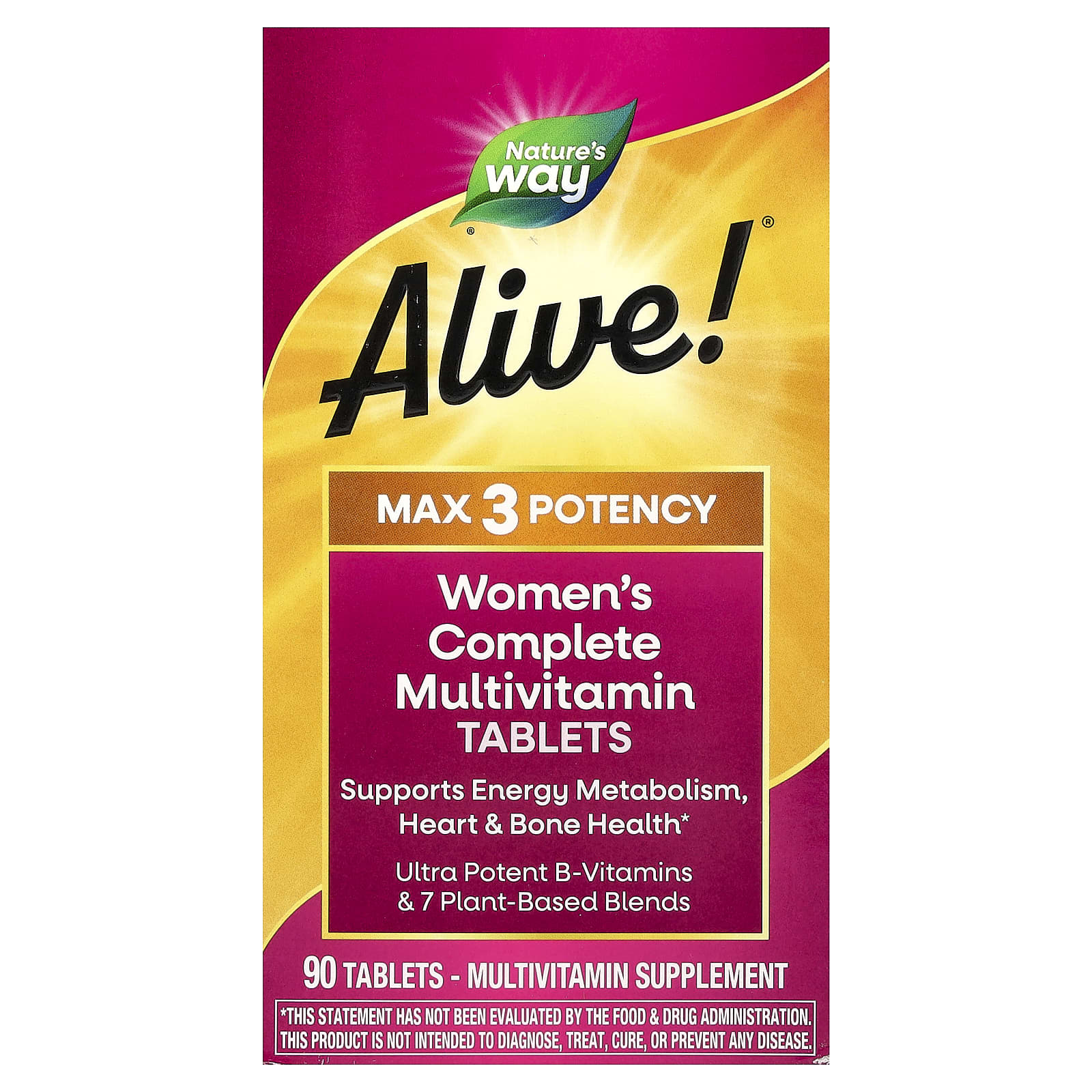 Мультивитамины Nature's Way Alive!® Max 3 Potency Women's Complete, 90 таблеток — фото 2