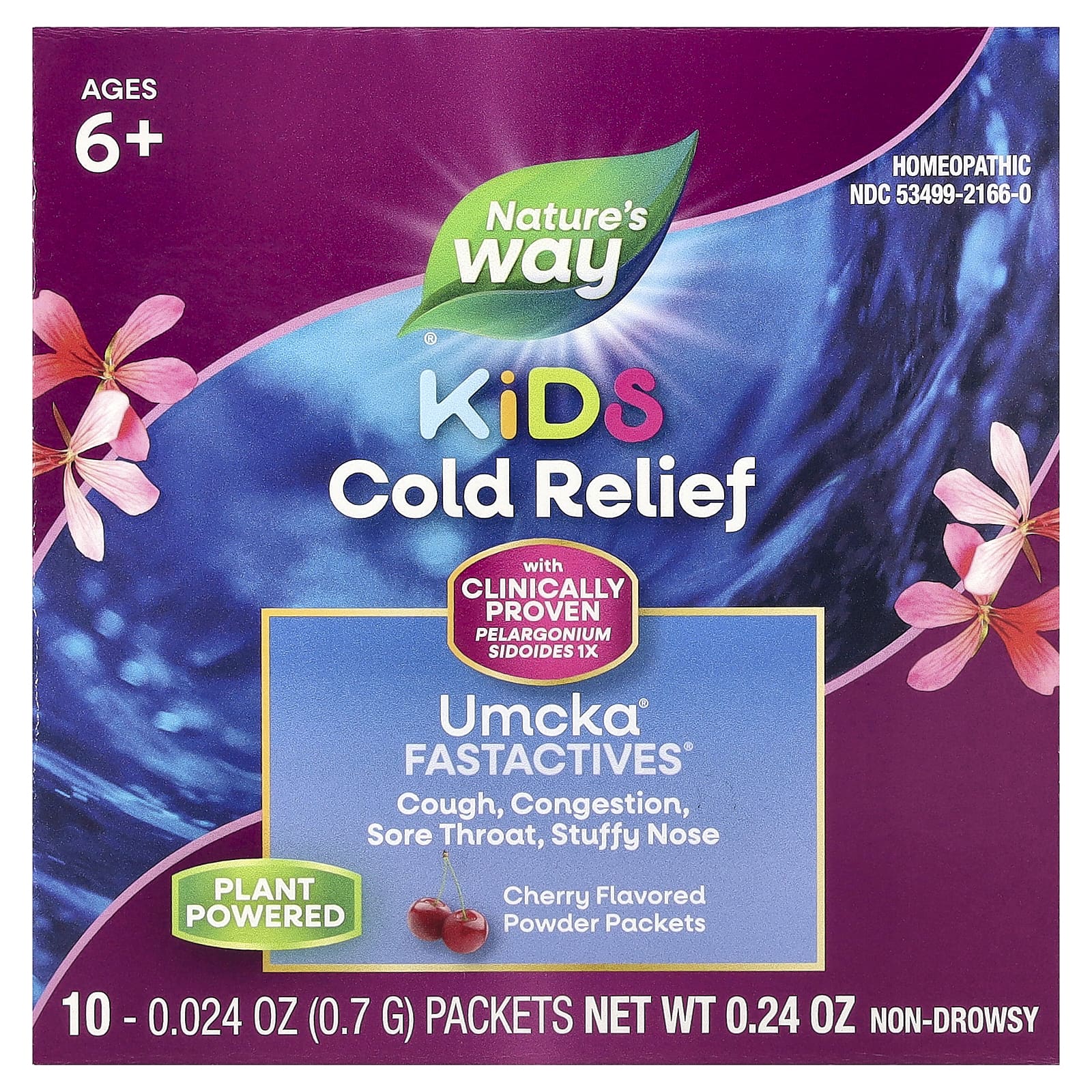 Детское пудра Nature's Way Umcka® Cold Relief FastActives® For 10 Packets, вкус Cherry, для детей от 6 лет, 0.7 г, саше — фото 3