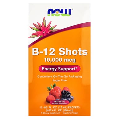 B-12 Shots NOW Foods, 12 пакетов по 15 мл