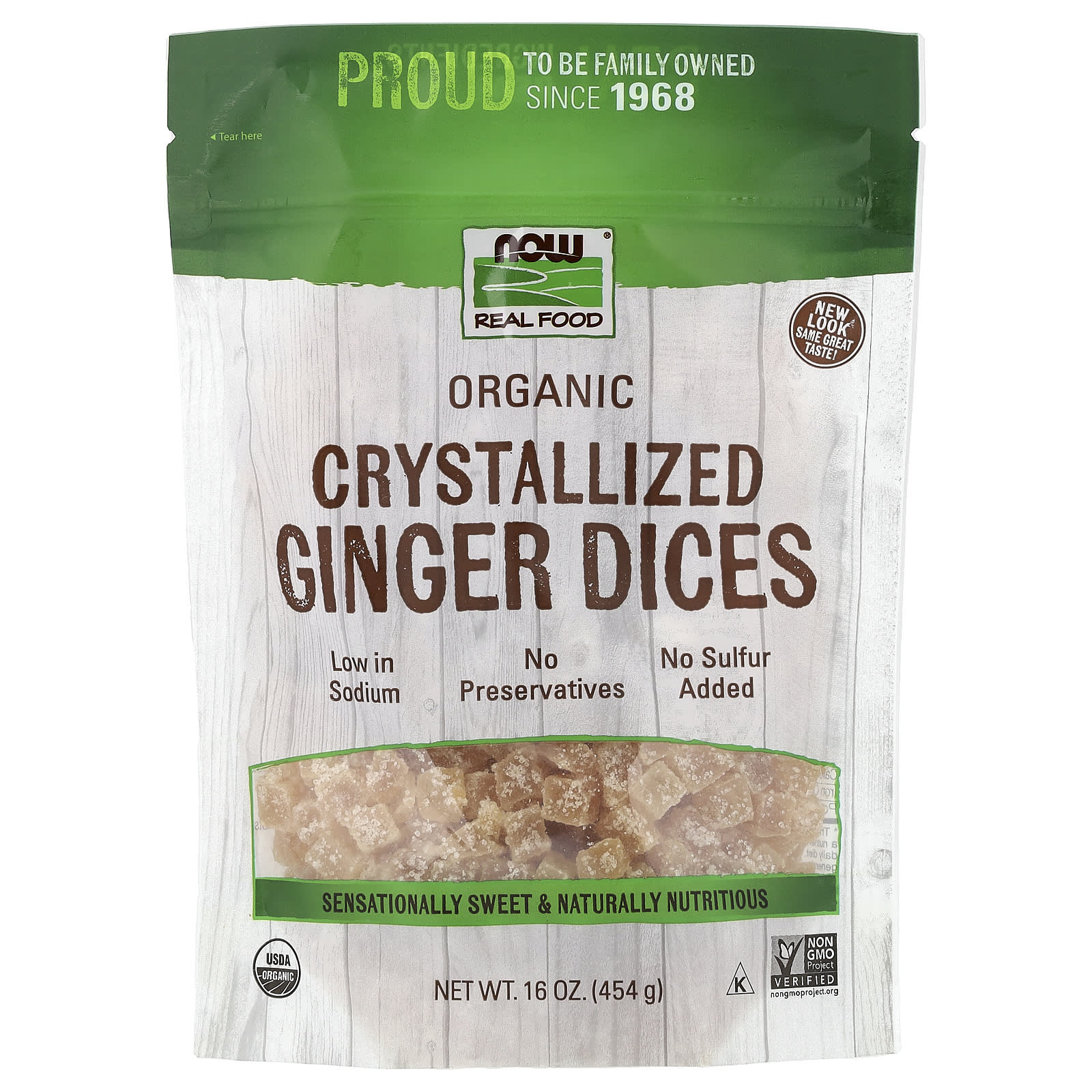 Имбирь NOW Foods Real Food Organic Crystallized Dices, 454 г — фото 2