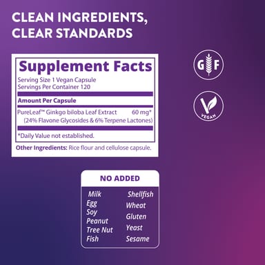 Гинкго билоба MRM Nutrition B, 60 мг, 120 растительных капсул