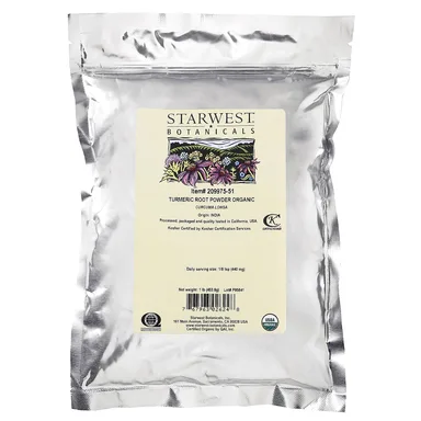 Фото товара: Куркума Starwest Botanicals Organic Root Powder, 453.6 г, порошок