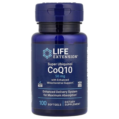 Убихинол Life Extension Super CoQ10 with Enhanced Mitochondrial Support, 50 мг, 100 мягких капсул