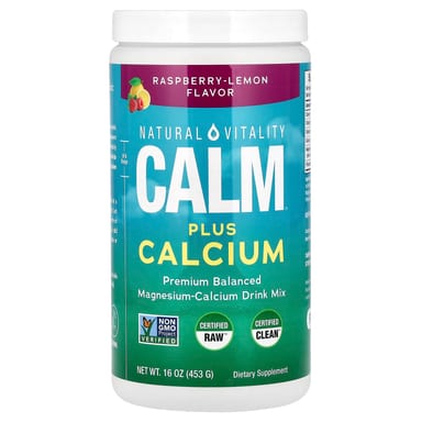 Кальций Natural Vitality Calm® Plus Drink Mix, вкус Raspberry-Lemon, 453 г, смесь для напитка