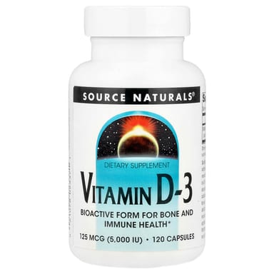 Витамин D3 Source Naturals, 125 мкг (5000 МЕ), 120 капсул