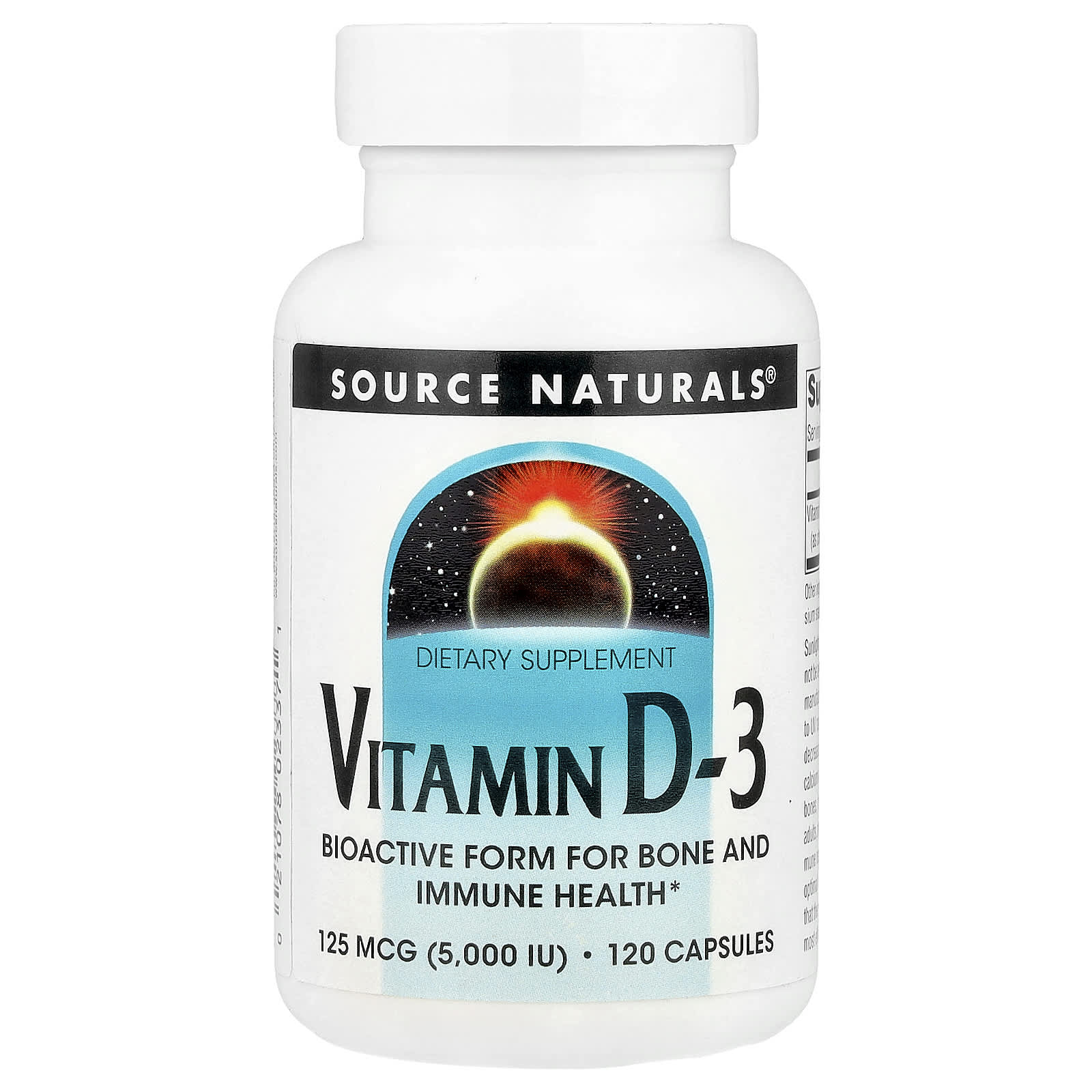 Витамин D3 Source Naturals, 125 мкг (5000 МЕ), 120 капсул