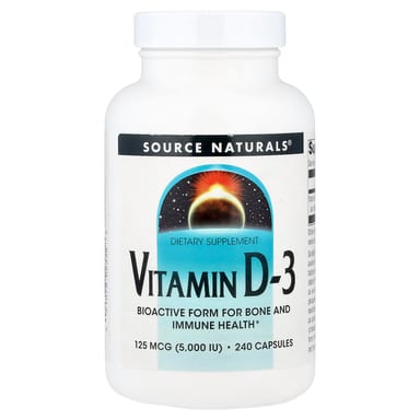 Витамин D3 Source Naturals, 125 мкг (5000 МЕ), 240 капсул