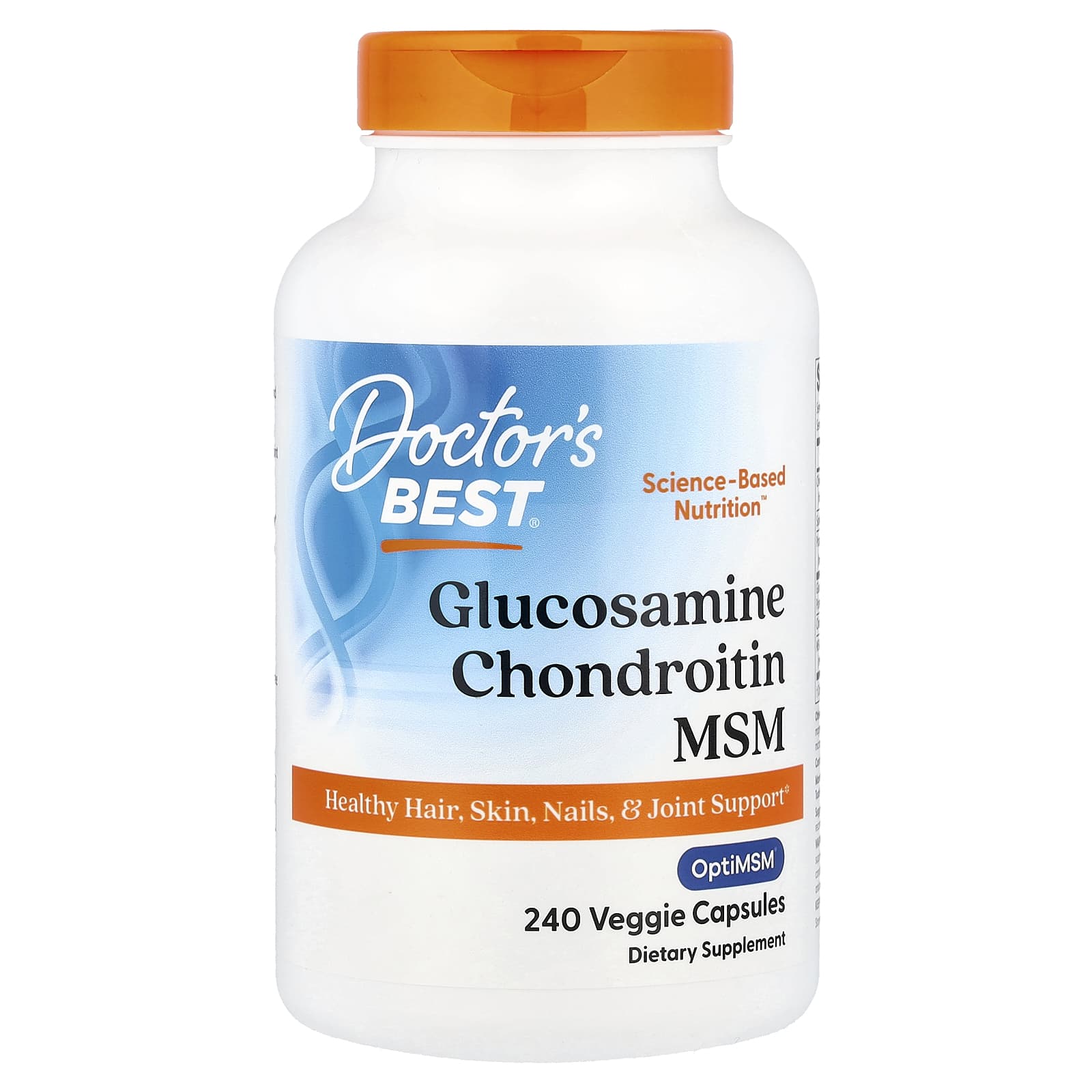 Хондроитин Doctor's Best Glucosamine MSM with OptiMSM®, 240 растительных капсул