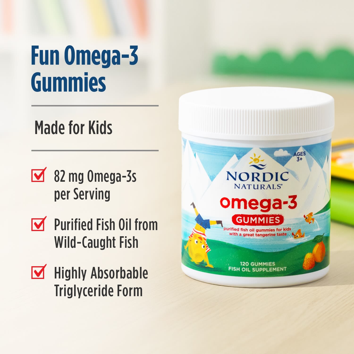 Омега-3 Nordic Naturals Gummies, вкус Tangerine, для детей от 3 лет, 41 мг на пастилку, 60 жевательных пастилок — фото 3