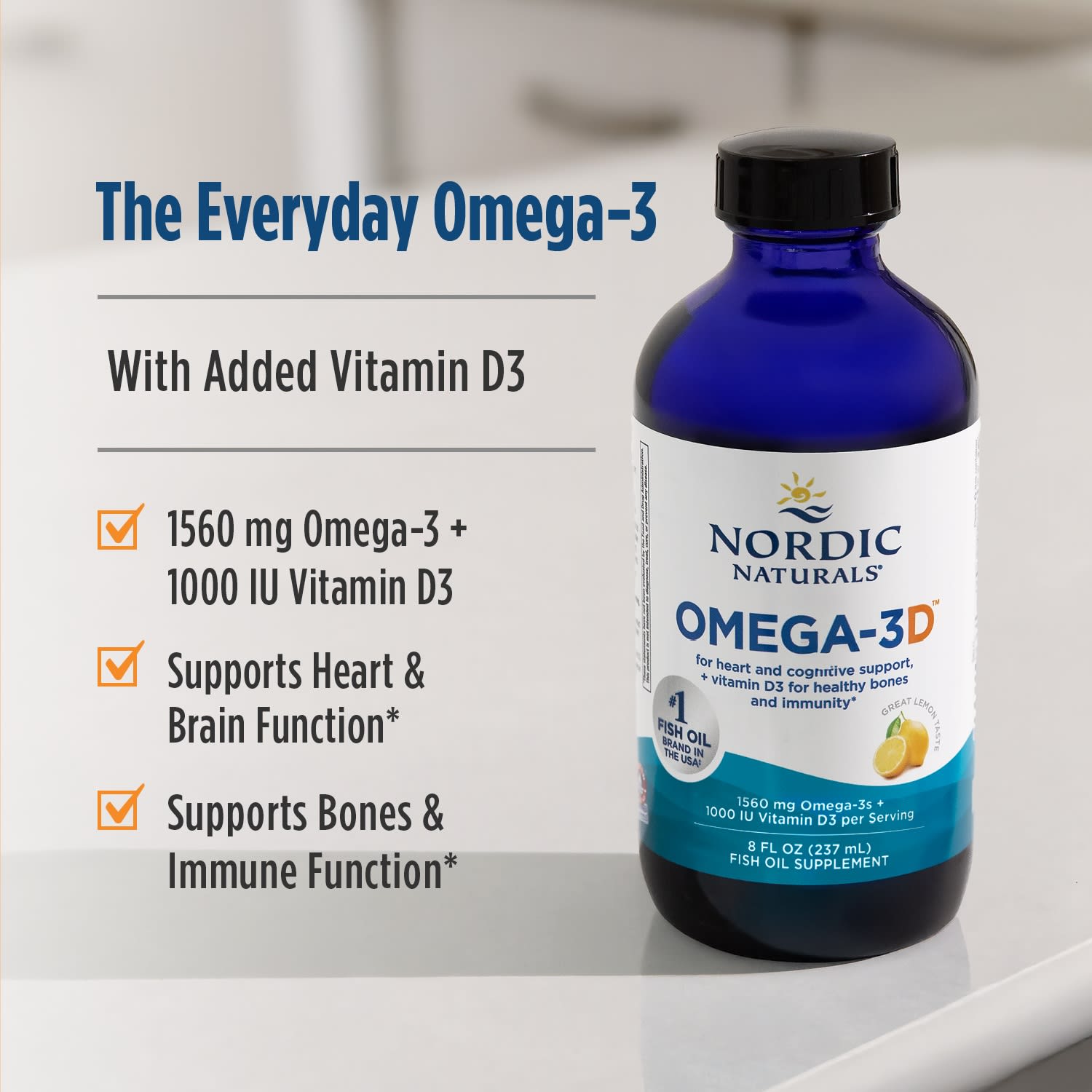 Омега-3 с витамином D Nordic Naturals Omega-3D™, вкус Lemon, 237 мл