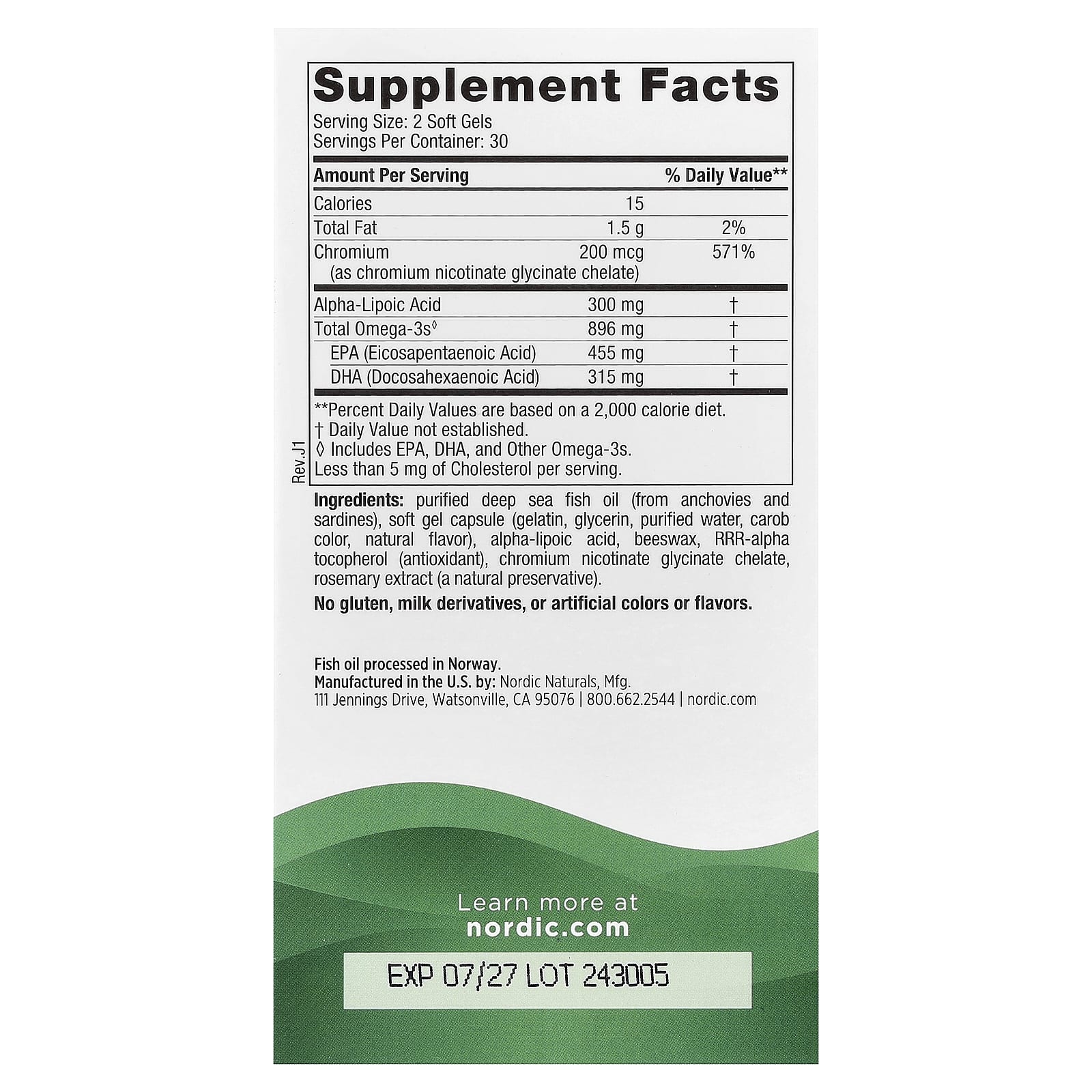 Комплекс для поддержки уровня сахара Nordic Naturals Omega Blend, 60 мягких капсул — фото 3