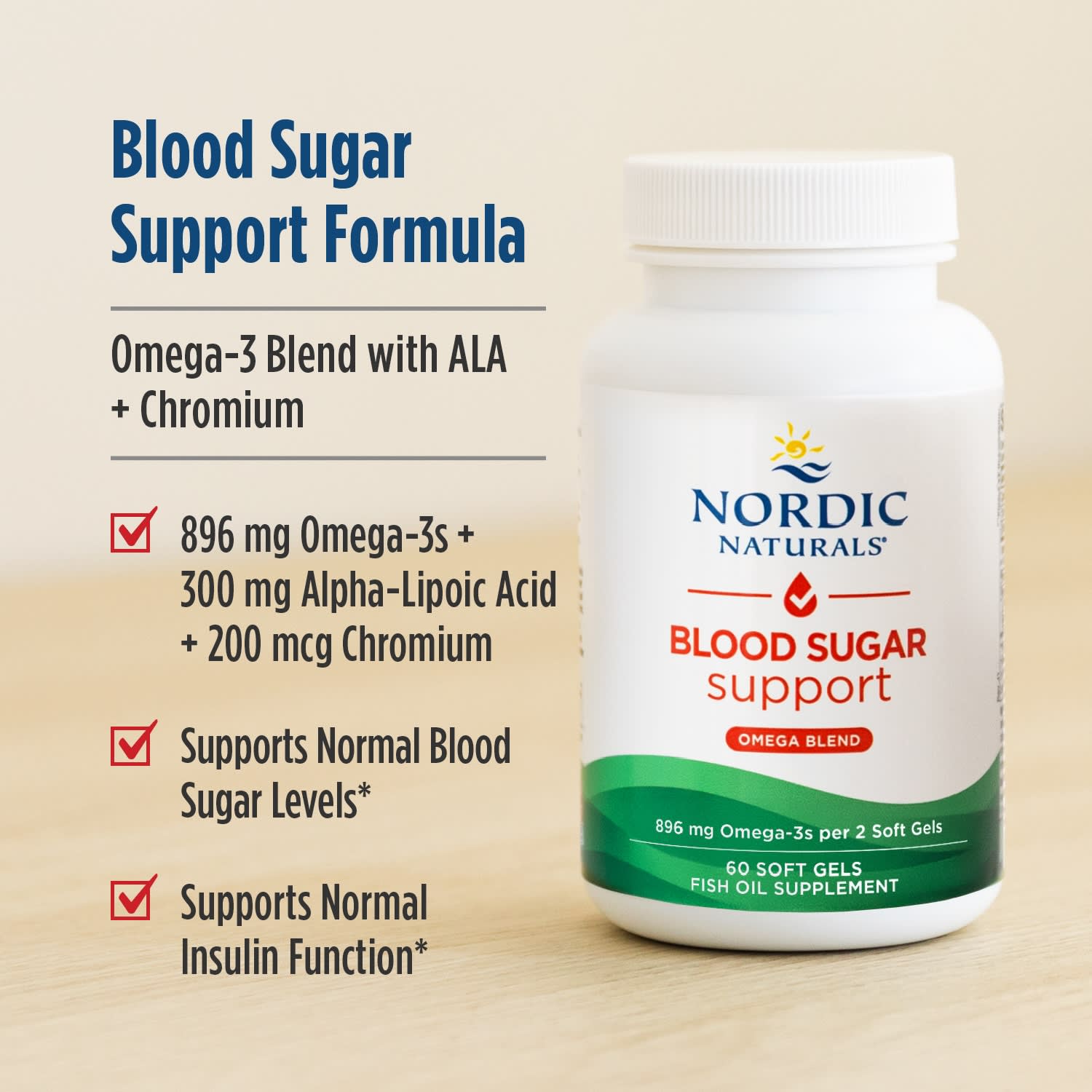 Комплекс для поддержки уровня сахара Nordic Naturals Omega Blend, 60 мягких капсул — фото 4