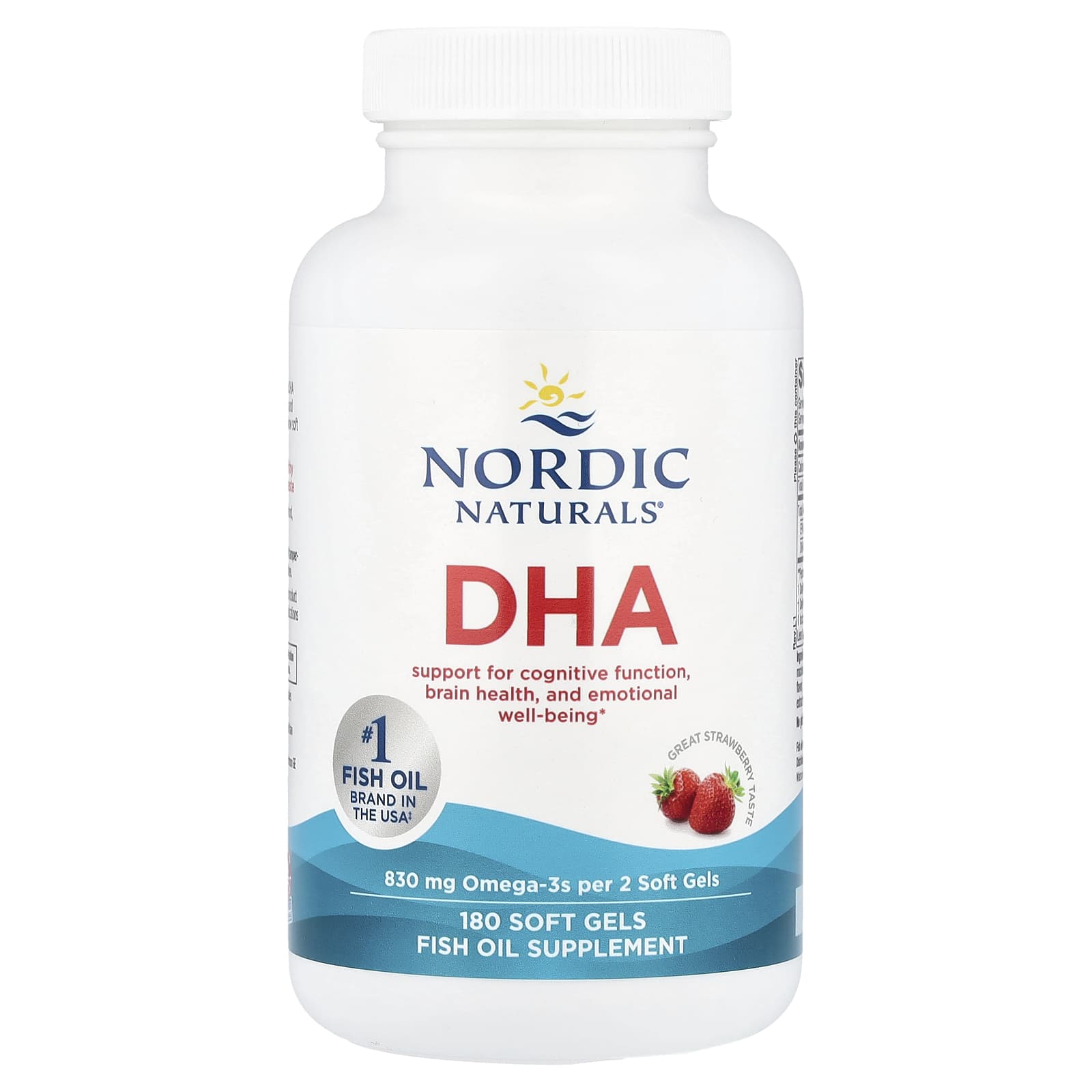 DHA Nordic Naturals, вкус Strawberry, 180 мягких капсул