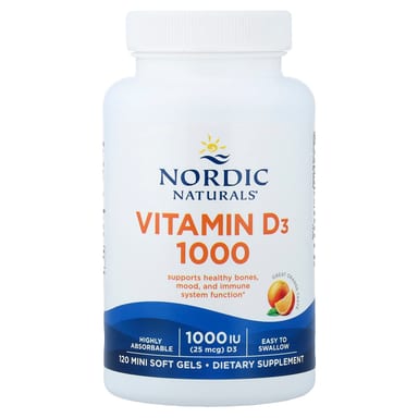 Витамин D3 Nordic Naturals 1000, вкус Orange, 25 мкг (1000 МЕ), 120 мягких капсул