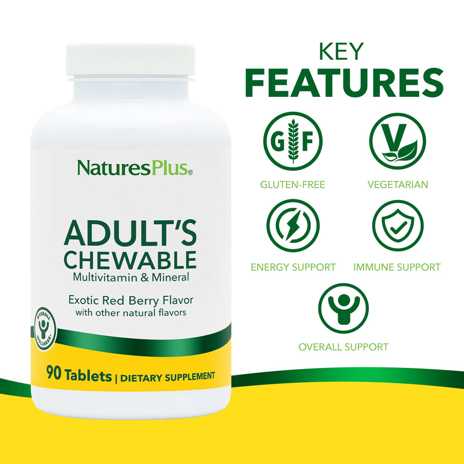 Мультивитаминно-минеральный комплекс NaturesPlus Adult's Chewable Exotic Red Berry, 90 таблеток — фото 4