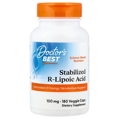 R-липоевая кислота Doctor's Best Stabilized R-Lipoic Acid, 100 мг, 180 растительных капсул