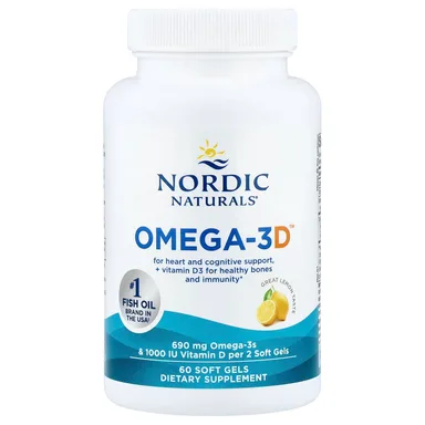 Фото товара: Омега-3 с витамином D Nordic Naturals Omega-3D™, вкус «лимон», 60 мягких капсул