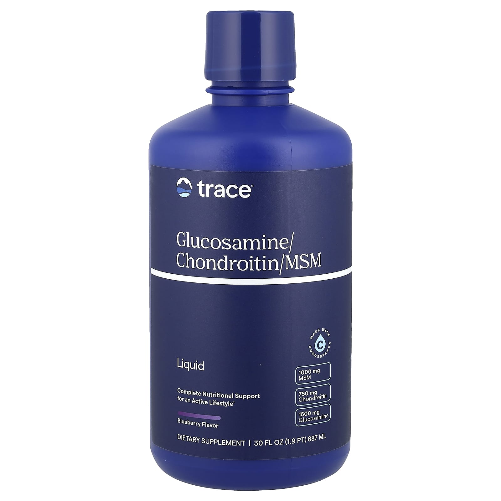 Хондроитин Trace Liquid Glucosamine/ /MSM, вкус Blueberry, 887 мл, жидкая форма