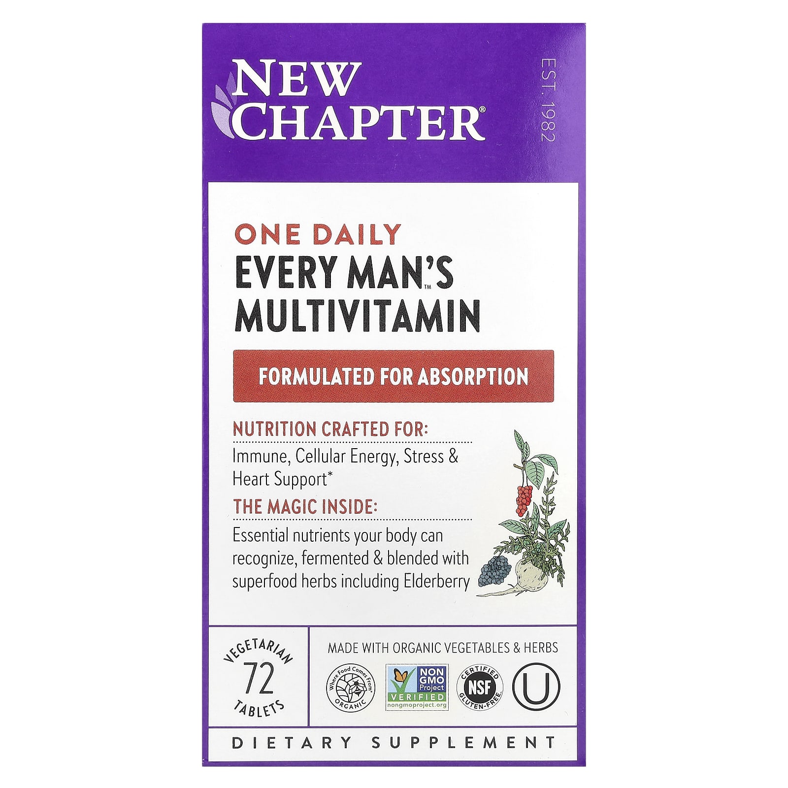 Мужские мультивитамины New Chapter One Daily, 72 растительных таблеток — фото 2
